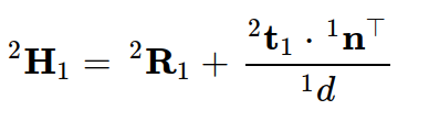 Equation 1. Homography Matrix formula given the camera parameters (intrinsic and extrinsic).